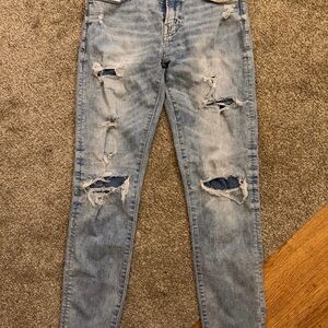 American Eagle Outfitters Light Blue Distressed Skinny Jeans